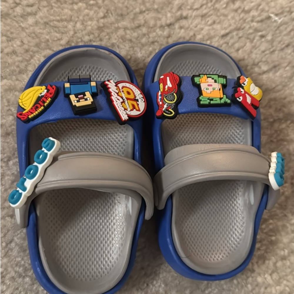 CROCS Boys Blue and Gray Character Sandals